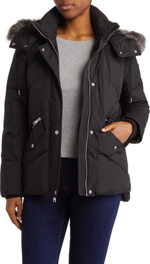 Andrew Marc Essential Water Resistant Down Puffer Faux Fur Hooded ...