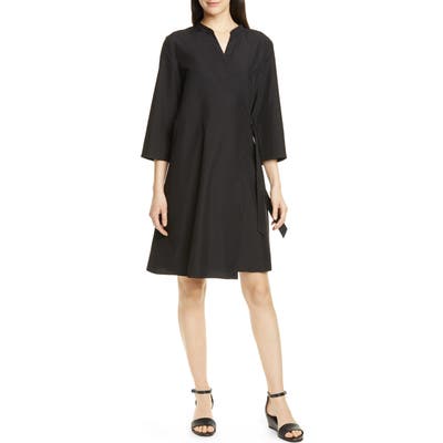 Eileen Fisher Tencel Lyocell Blend Wrap Dress, Black