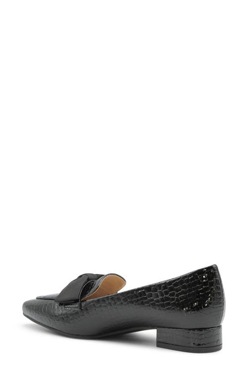 Adrienne Vittadini Pauletta Bow Pump In Black Croc Patent