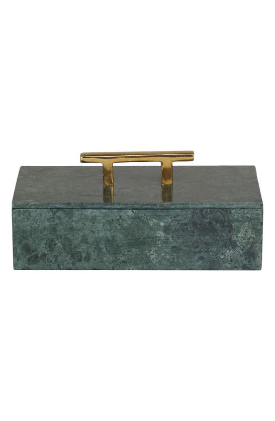 Vivian Lune Home Marble Box With Handle In Green