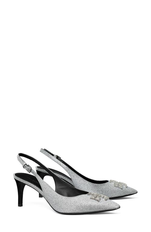 Tory Burch Eleanor Pavé Slingback Pointed Toe Pump In Gray