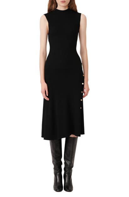 Click to view more detailed imagery on our partner's website Maje Ribbed Sleeveless Dress In Black