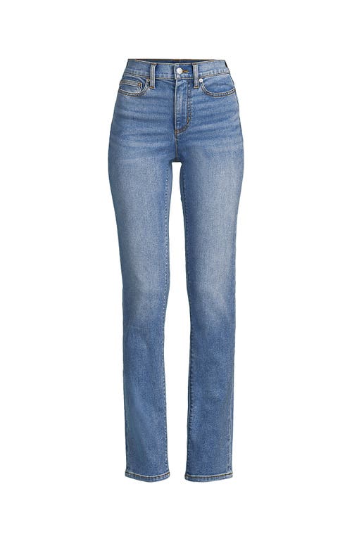 Shop Lands' End Recover High Rise Straight Leg Blue Jeans In Beau Blue