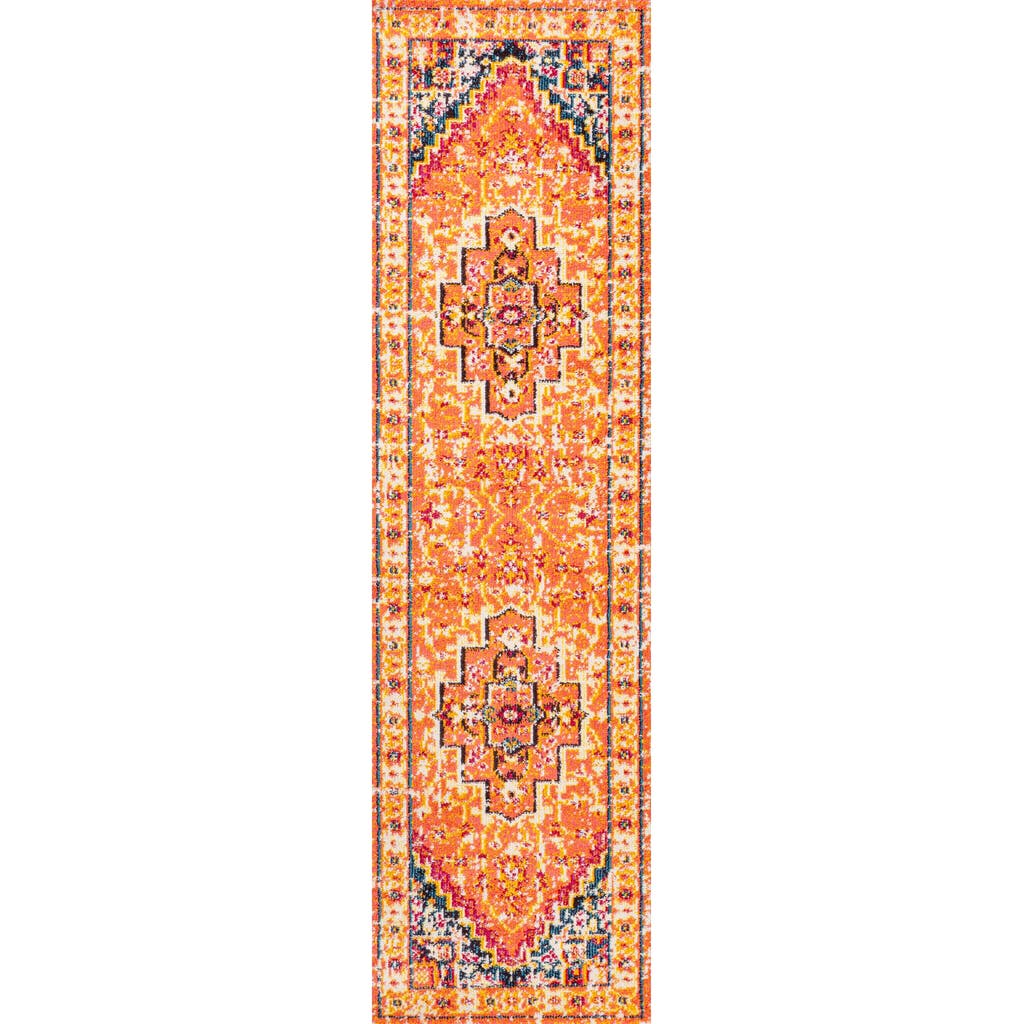 Jonathan Y Brooklyn Geometric Medallion Area Rug In Orange/blue