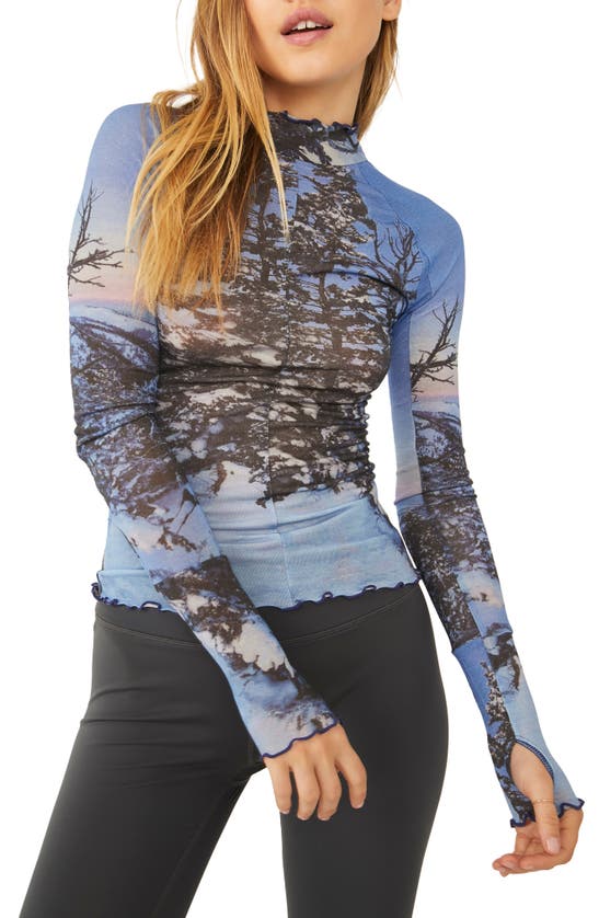 Free People Fp Movement High Jump Print Mock Neck Top In Back Country Combo