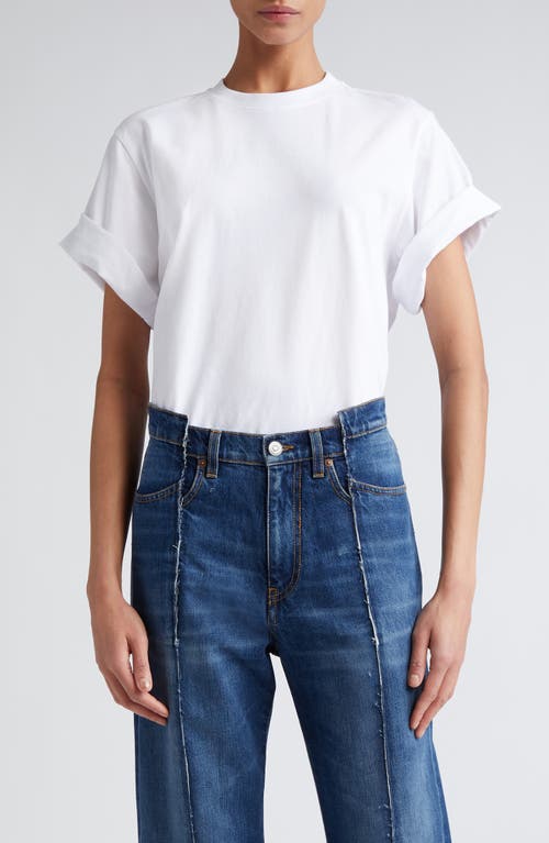 Victoria Beckham Relaxed Fit Cuffed T-Shirt in White at Nordstrom, Size X-Small