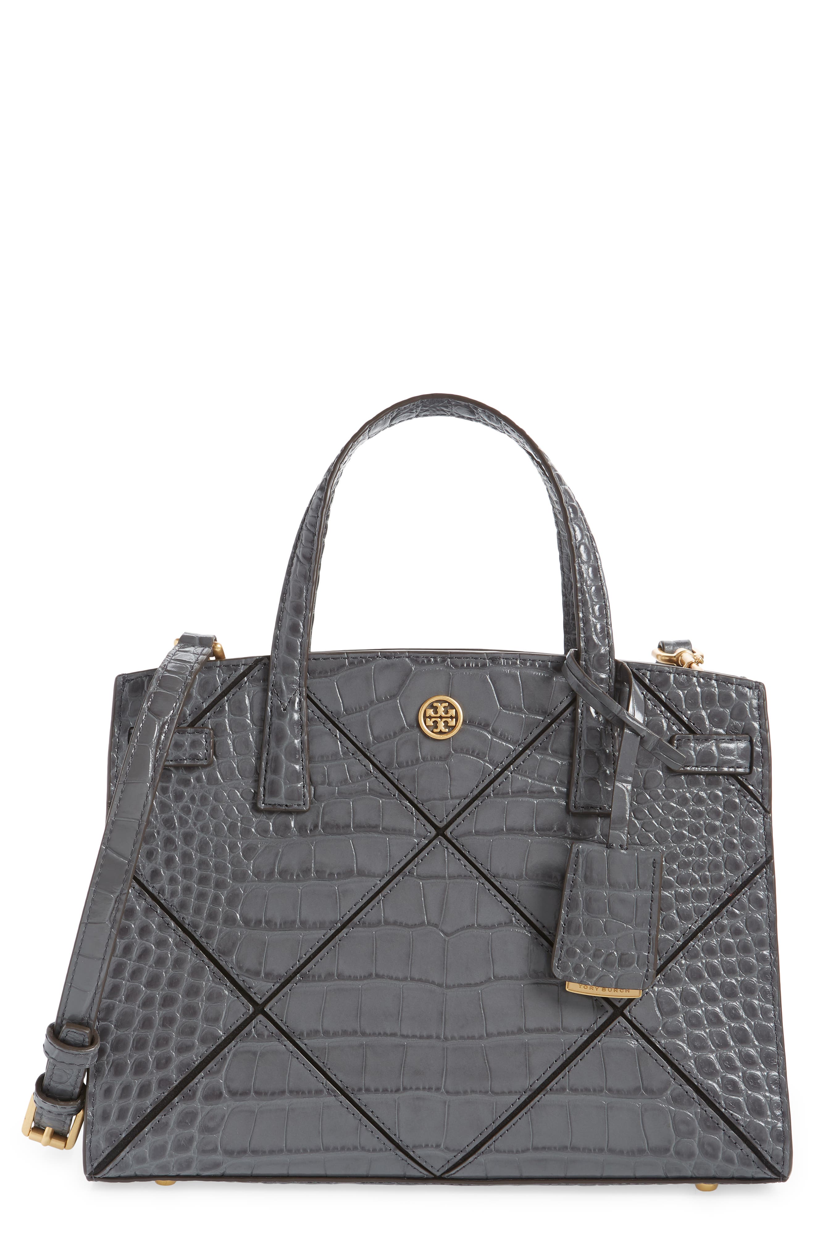 Tory Burch Small Walker Croc Embossed Leather Satchel Nordstrom