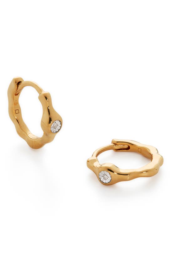 Monica Vinader Siren Diamond Huggie Hoop Earrings In 18ct Gold On Sterling