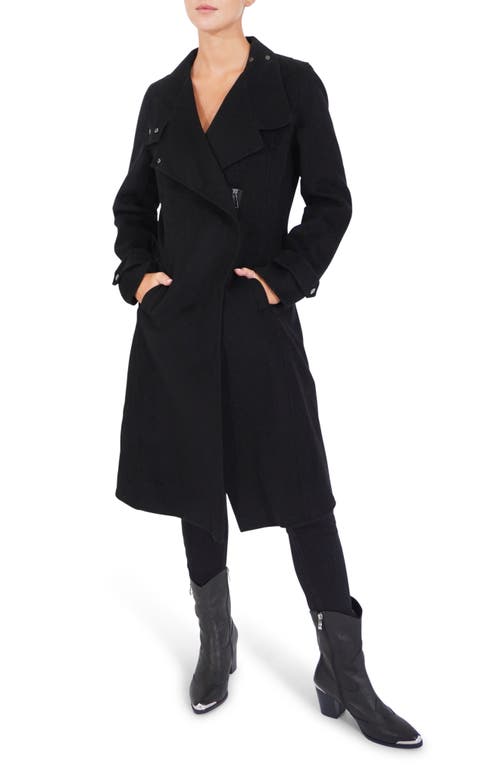 Shop Belle & Bloom Envy Me Asymmetric Zip Wool Blend Coat In Black