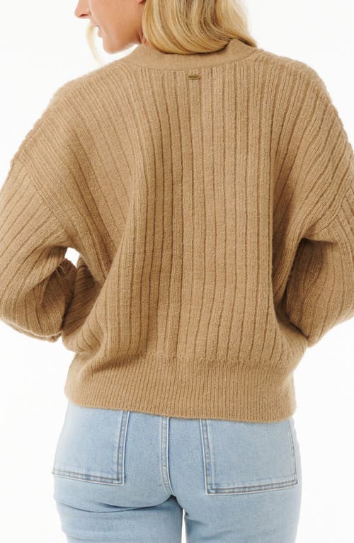 Rip Curl Afterglow V-neck Cardigan In Taupe