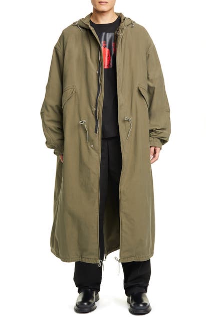 Click to view more detailed imagery on our partner's website Raf Simons Long Hooded Parka With Removable Fleece Lining In Khaki
