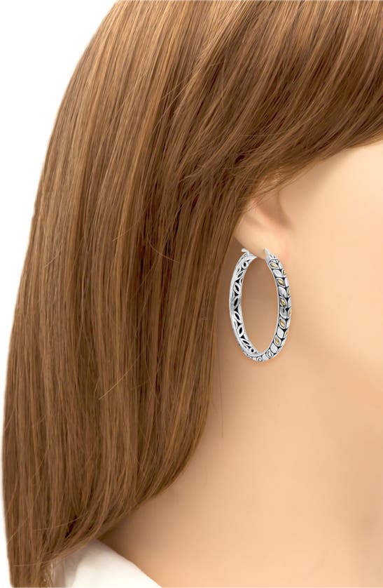 Shop Devata Sterling Silver With 18k Gold Accents Hoop Earrings In Silver Gold