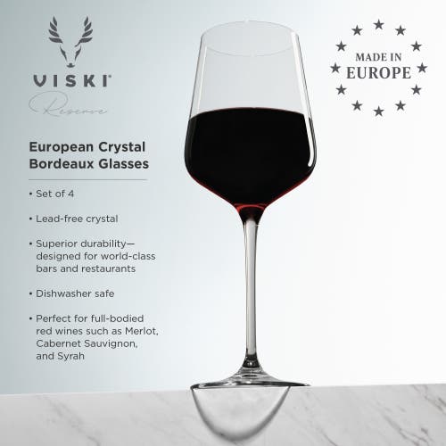 Viski Reserve Inez Crystal Bordeaux Glasses Set Of 4 In Clear