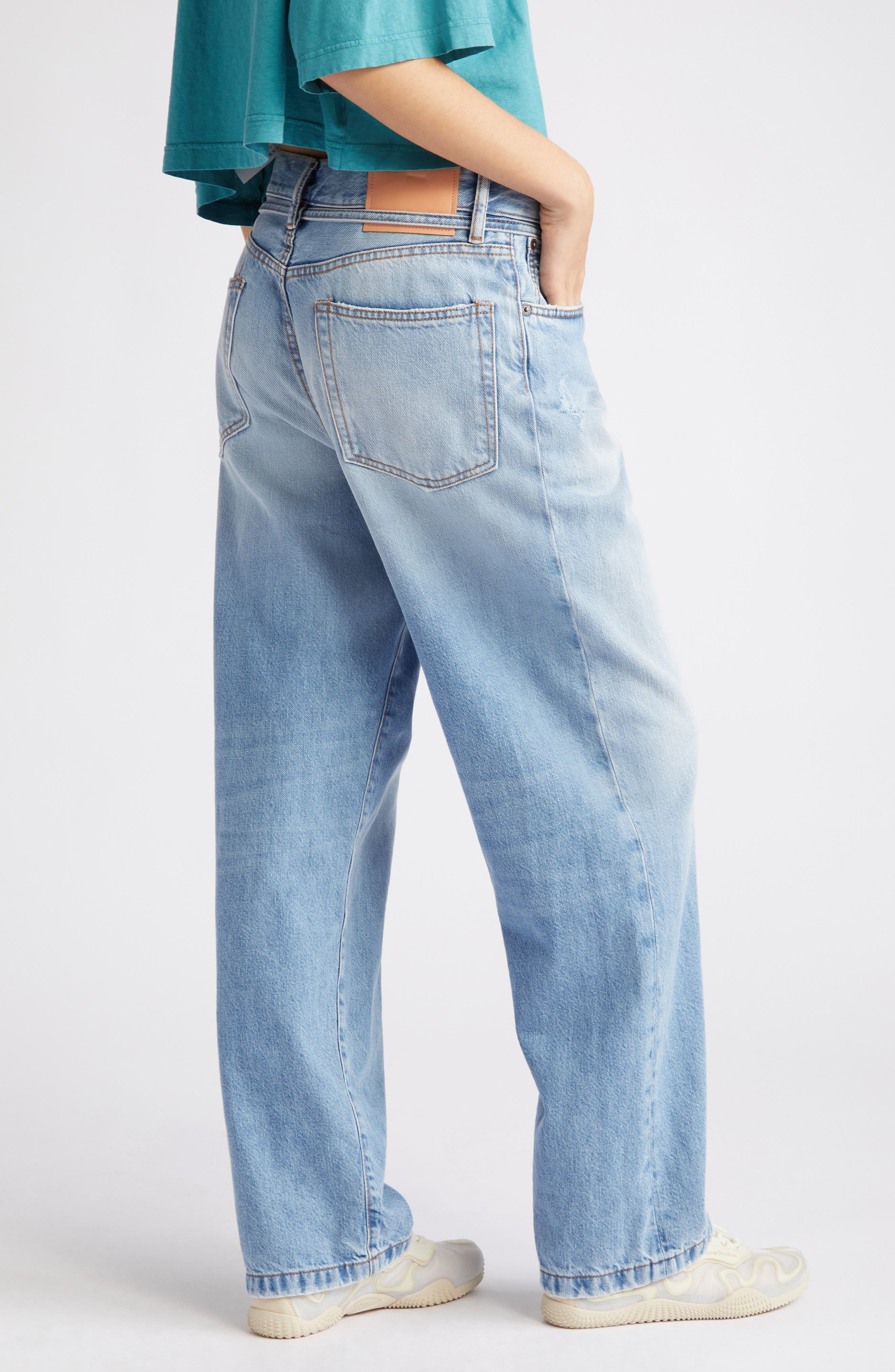 Acne Studios 1991 Toj Distressed High Waist Loose Fit Jeans in 