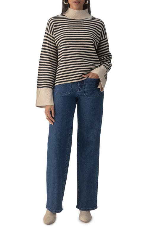 Shop Sanctuary Chalet Stripe Turtleneck Sweater In Frosted Almond