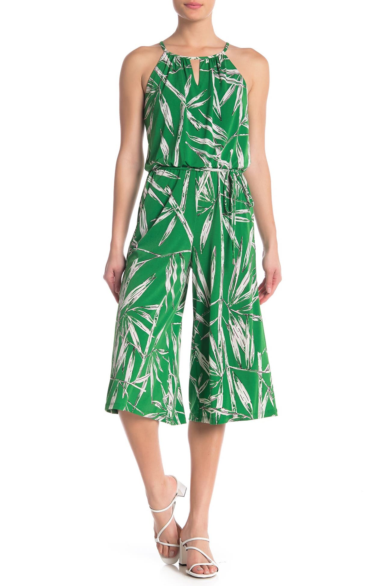 London Times Floral Jersey Cropped Jumpsuit Nordstrom Rack