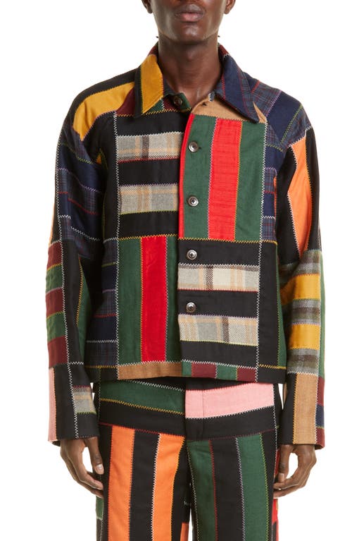 5-Bar Quilted Wool Jacket in Multi