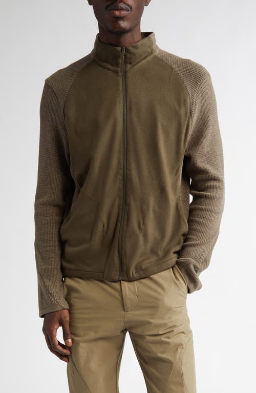 POST ARCHIVE FACTION 7.0 Fleece Zip Cardigan Right<br /> in Olive Green 