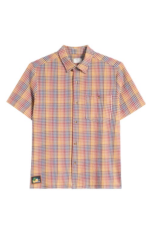 Shop Percival Agora Clerk Plaid Button-up Shirt In Orange Multi Check