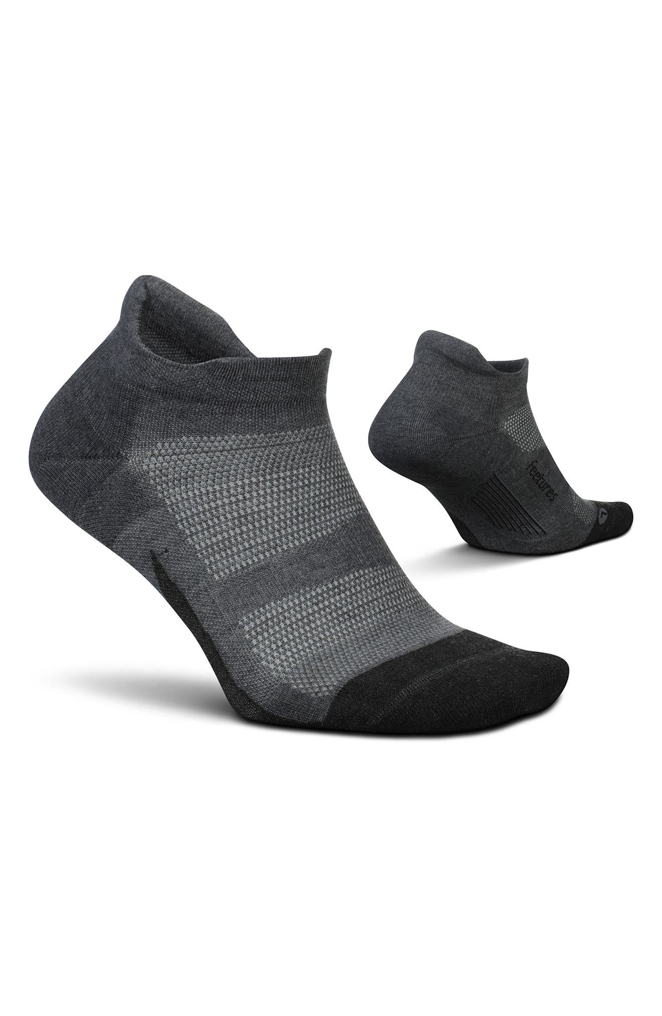 Feetures Elite Max Cushion No-Show Tab Socks in Gray at Nordstrom, Size Medium