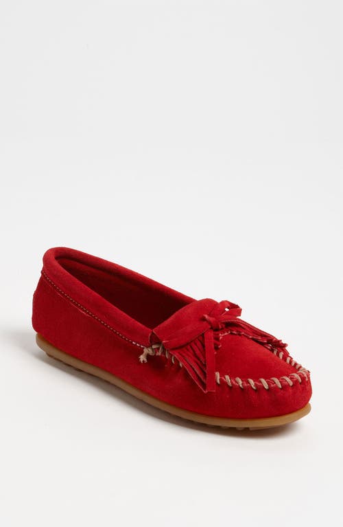 Kilty Suede Driving Shoe in Red