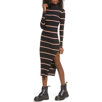 Lira Clothing Lola Long Sleeve Stripe Turtleneck Sweater Dress, Black