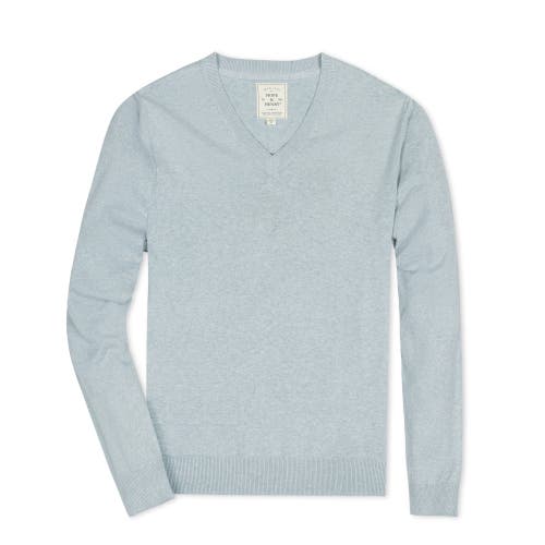 Hope & Henry Organic Fine Gauge V-neck Sweater In Dusty Blue Heather
