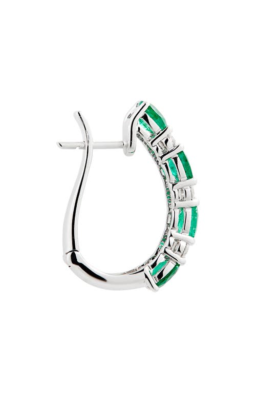 Valani Atelier Alternating Emerald & Diamond Hoop Earrings In 14k White Gold