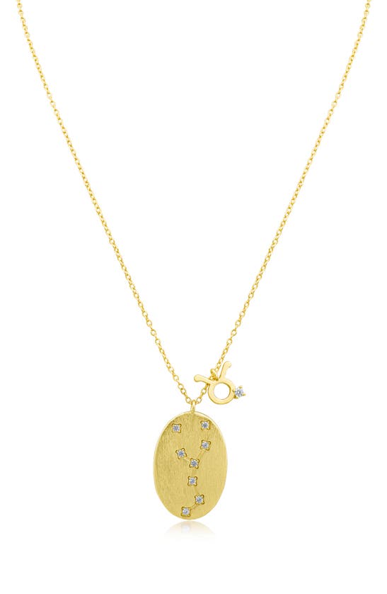 Shop Cz By Kenneth Jay Lane Aries Cz Constellation Astrological Sign Charm Pendant Necklace In Clear/gold
