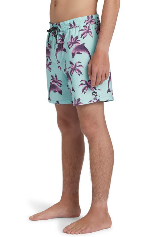 Shop Billabong Good Times Layback Swim Trunks In Matcha