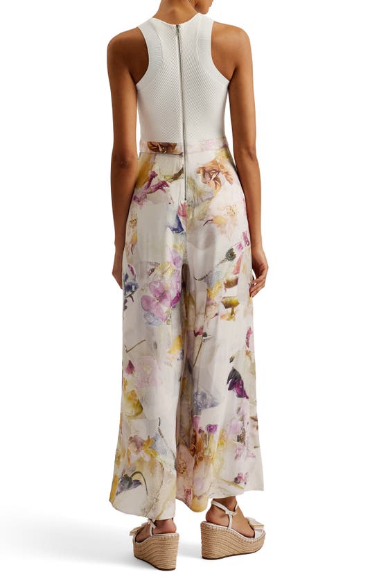 Shop Ted Baker Tirsso Floral Rib Bodice Jumpsuit In White