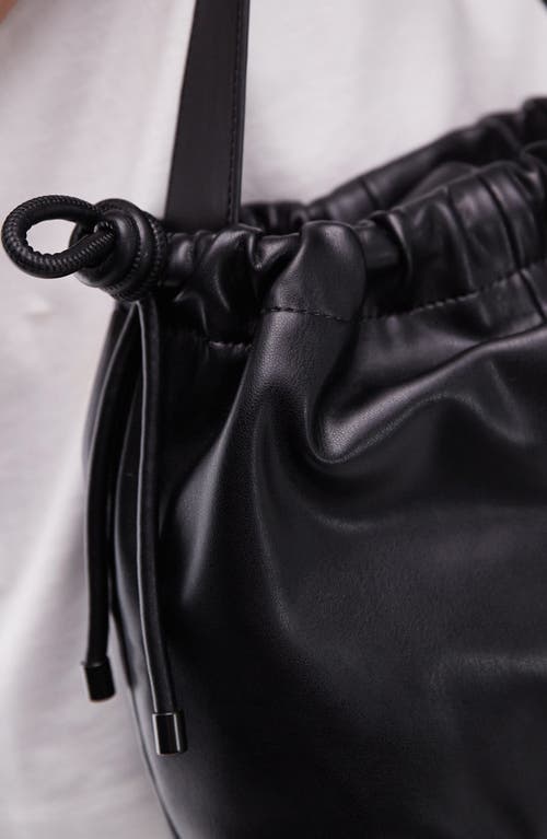 Shop Topshop Faux Leather Drawstring Shoulder Bag In Black