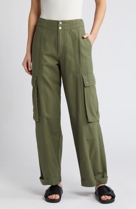 Cotton Cargo Pants - Khaki green - Ladies