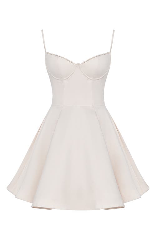 House Of Cb Minimoiselle Bustier Stretch Satin Minidress In Vintage Cream