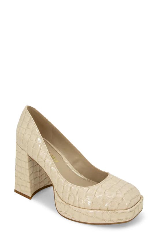 Kenneth Cole Bri Platform Pump In Ecru Croc Embossed