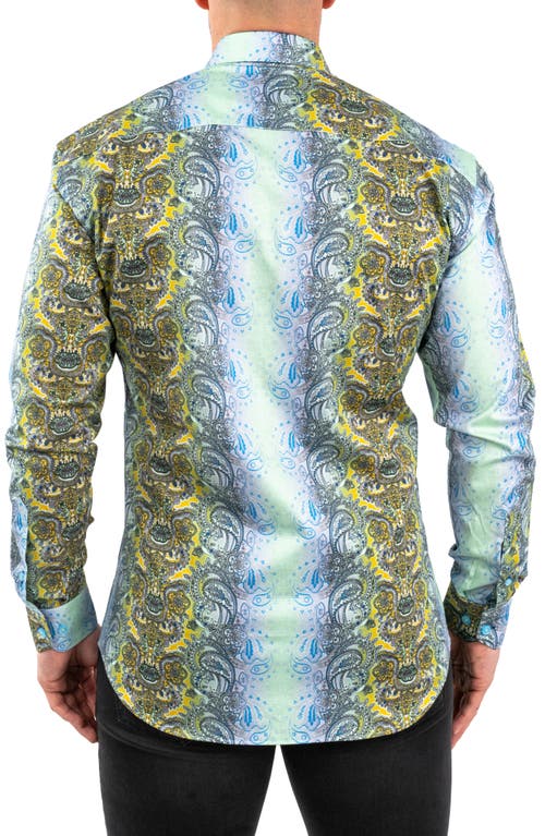 Maceoo Fibonacci Paisleyluxe Green Contemporary Fit Button-up Shirt In Green