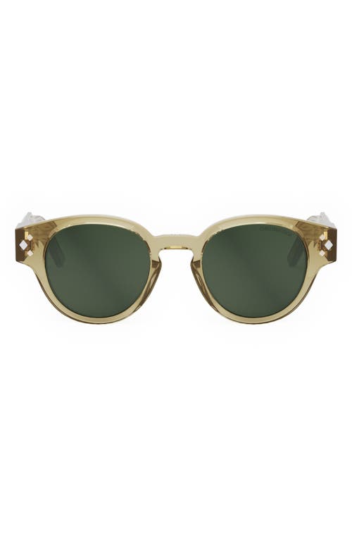 DIOR CD Diamond R2I 48mm Small Round Sunglasses in Shiny Beige /Green at Nordstrom