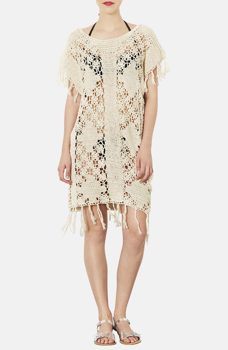 Topshop Fringed Crocheted Cover-Up | Nordstrom