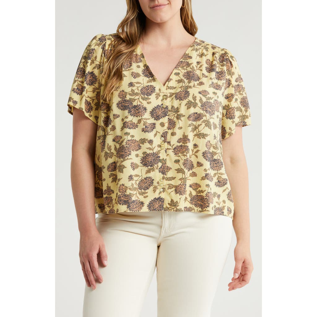 Treasure & Bond Cotton Blend Button-up Top In Yellow R- Olive Boutique Flora