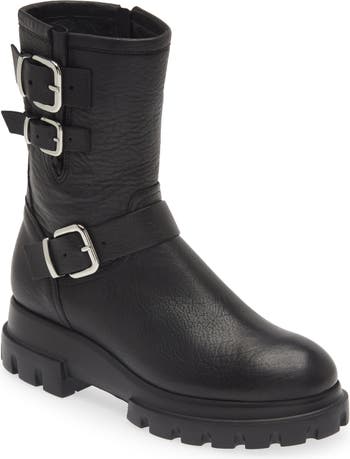 Womens chunky biker clearance boots