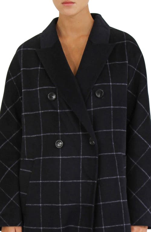 Shop Belle & Bloom Guest List Windowpane Plaid Wool Blend Coat In Navy Plaid