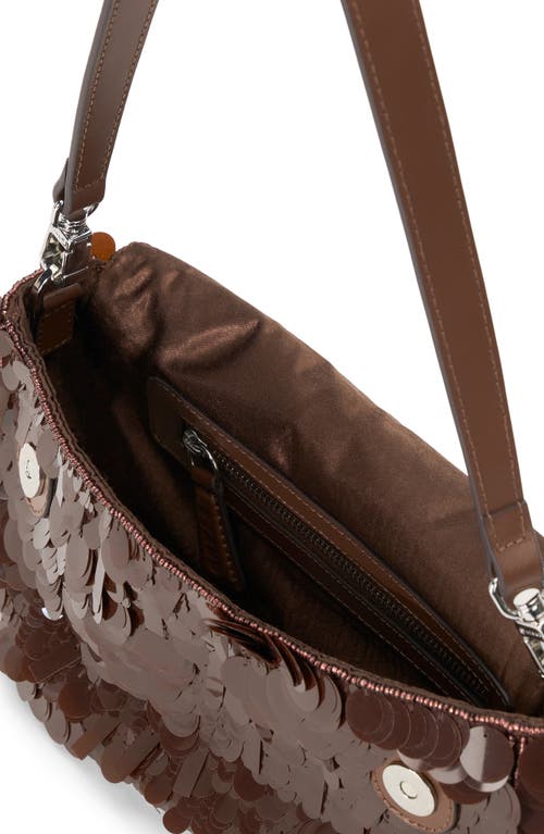 Staud Timmy Sequin Shoulder Bag In Cacao