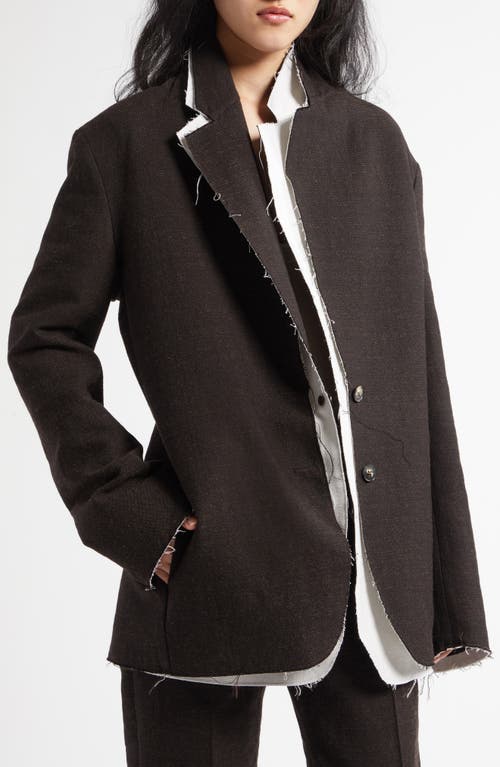 The Row Lysandre Layered Frayed-trim Jacket In Dark Brown Melange