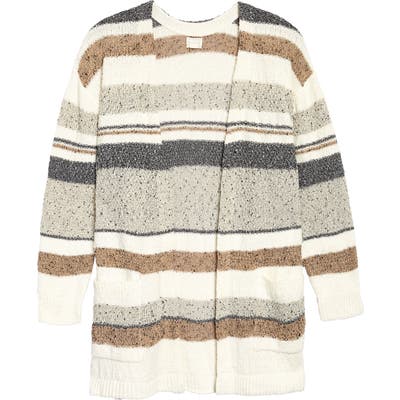 Plus Size Caslon Stripe Texture Cardigan, Ivory