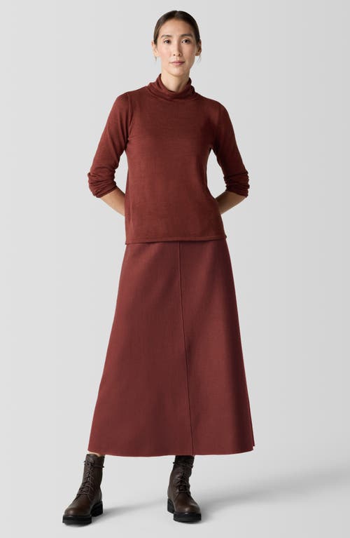 Shop Eileen Fisher Felted Wool Jersey A-line Skirt In Redwood