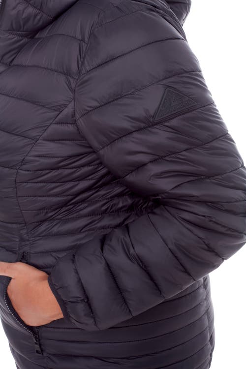 Alpine North Plus Size Yoho Lightweight Packable Puffer Jacket & Bag In Black
