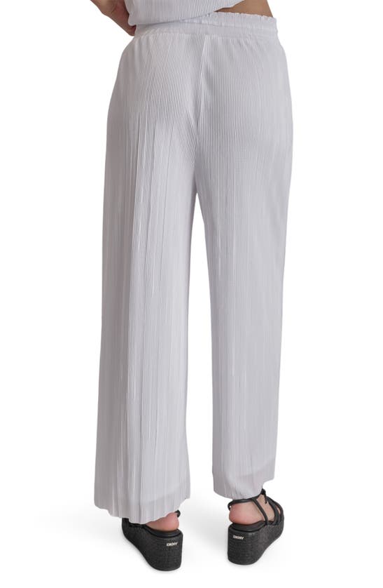 Shop Dkny Pull-on Crop Wide Leg Plissé Pants In White