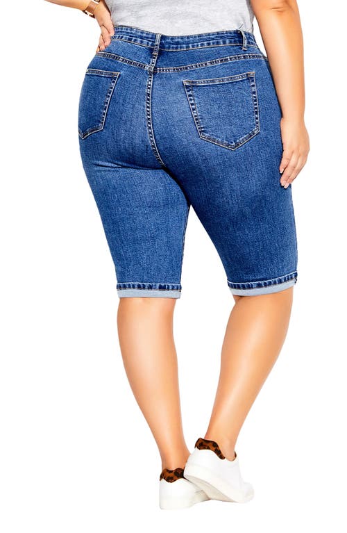 Shop City Chic Turn Up Bermuda Shorts In Mid Denim