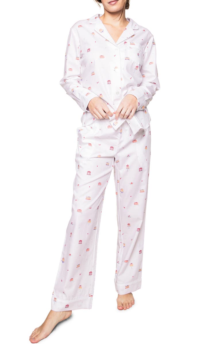 PETITE PLUME Desserts Pajamas, Main, color, WHITE