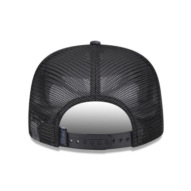 New Era Black Miami Marlins Repeat A-frame 9fifty Trucker Snapback Hat ...